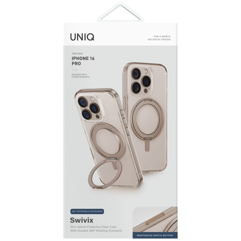 Uniq Swivix 360 dėklas iPhone 16 Pro – auksinis
