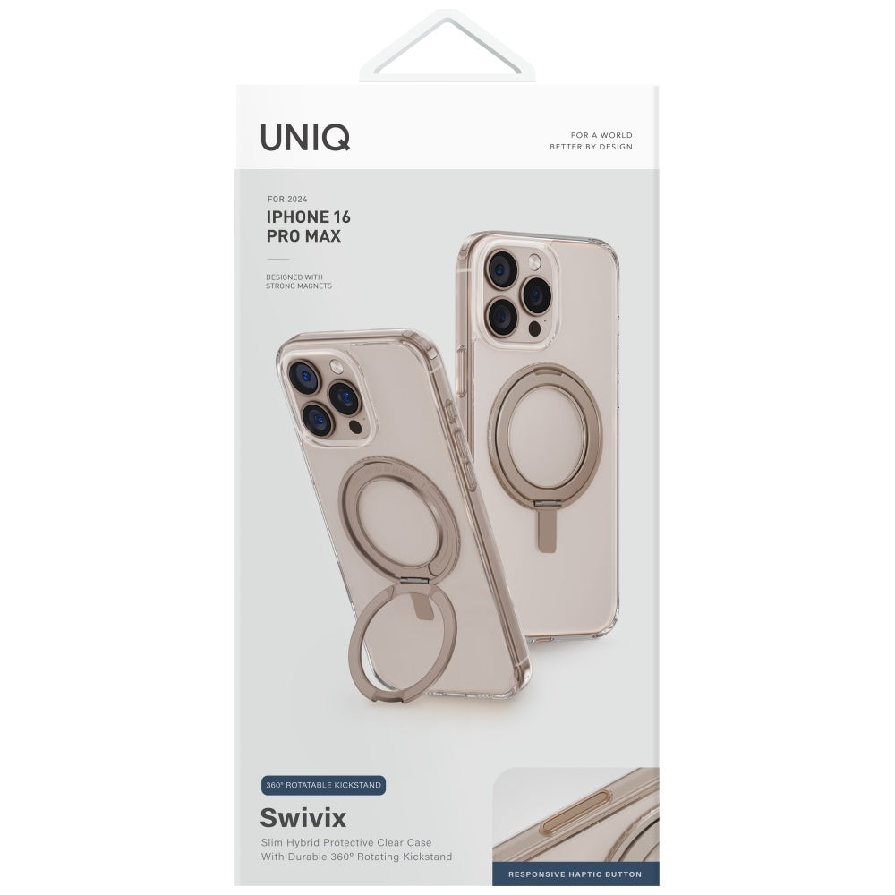 Uniq Swivix 360 dėklas iPhone 16 Pro Max – auksinis