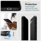 Spigen Liquid Air MagSafe dėklas iPhone 16e – matinis juodas -- iPhone 16e