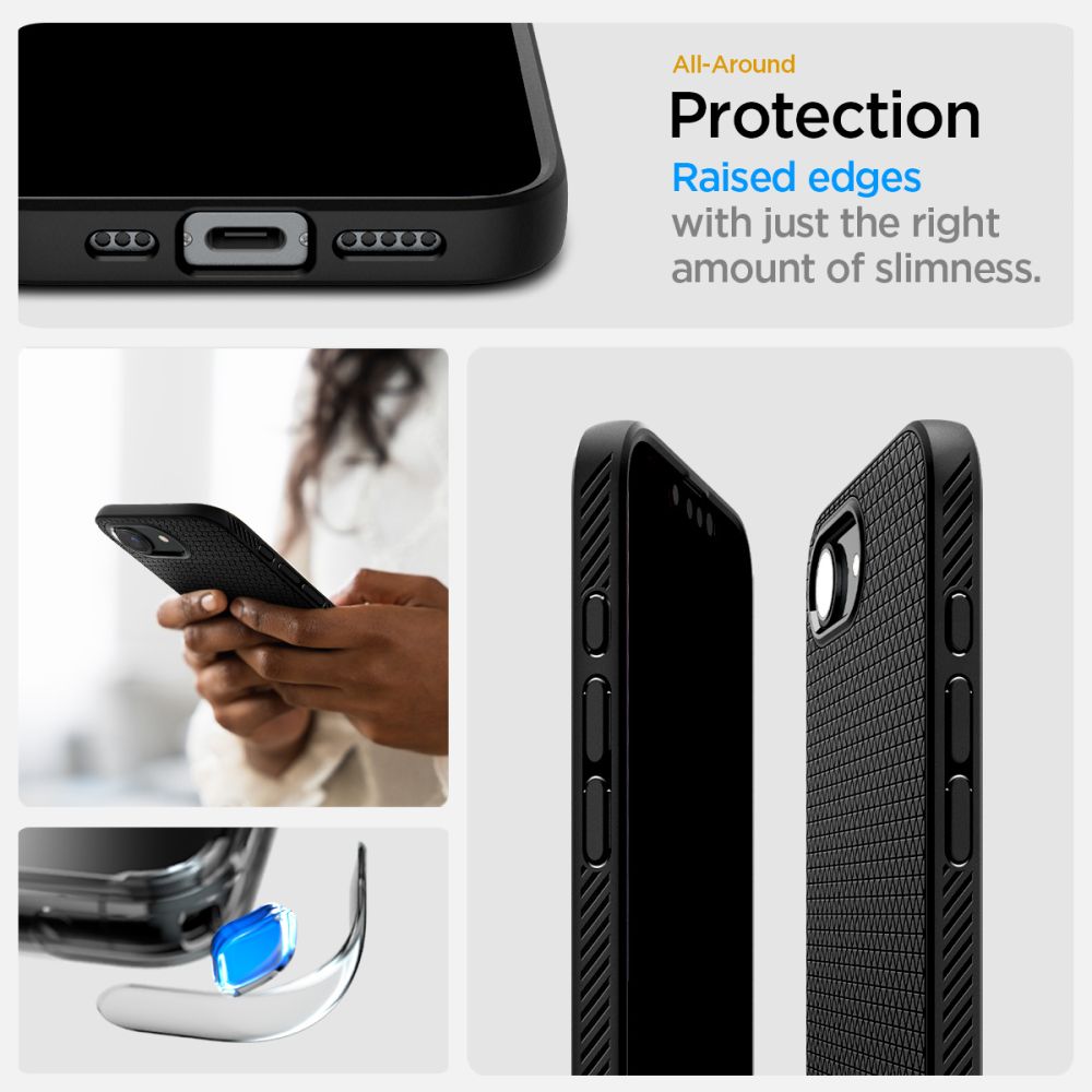 Spigen Liquid Air MagSafe dėklas iPhone 16e – matinis juodas -- iPhone 16e