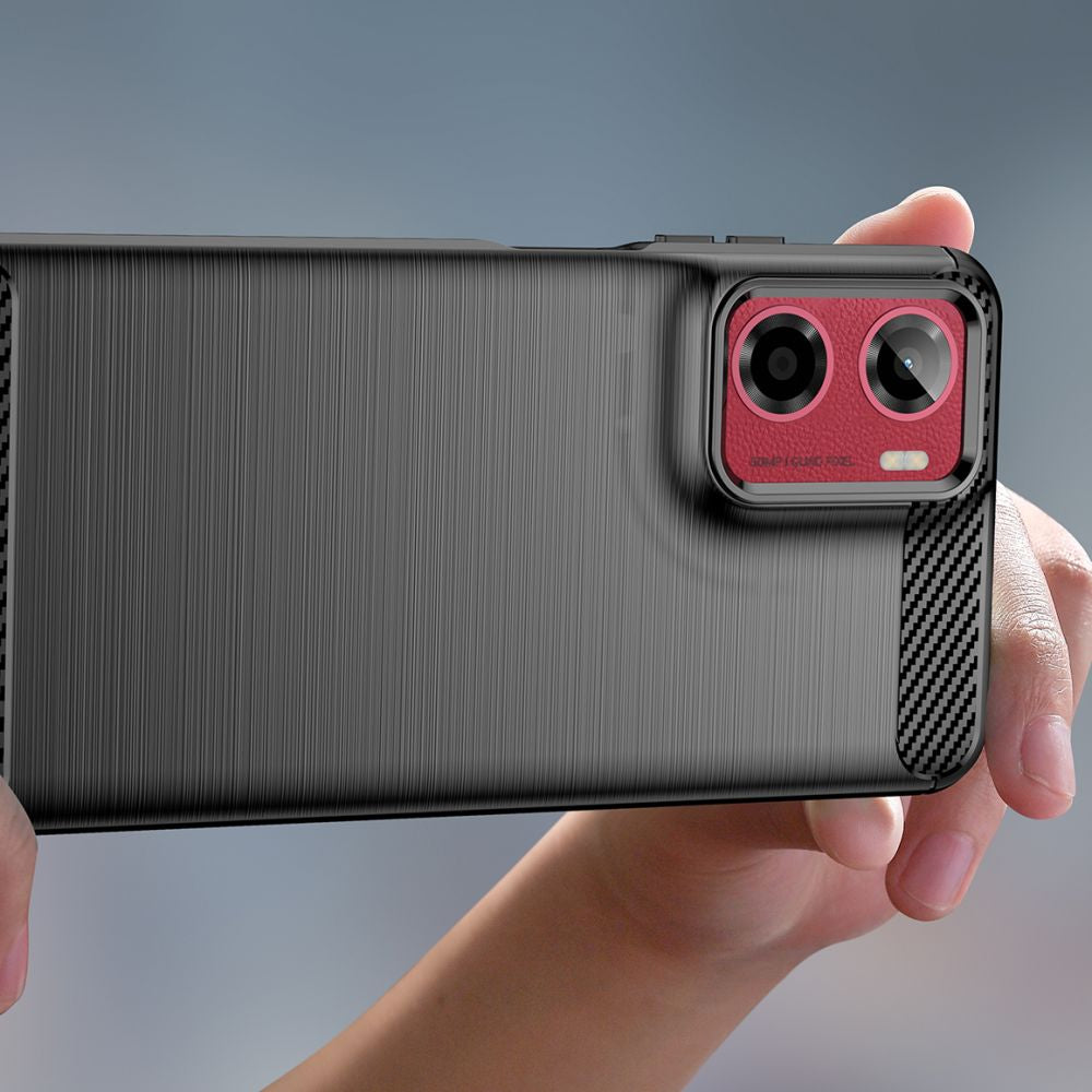 Tech-Protect TPUCarbon dėklas, skirtas Motorola Moto G05 / E15 - juodas -- Motorola Moto G05 / Motorola E15
