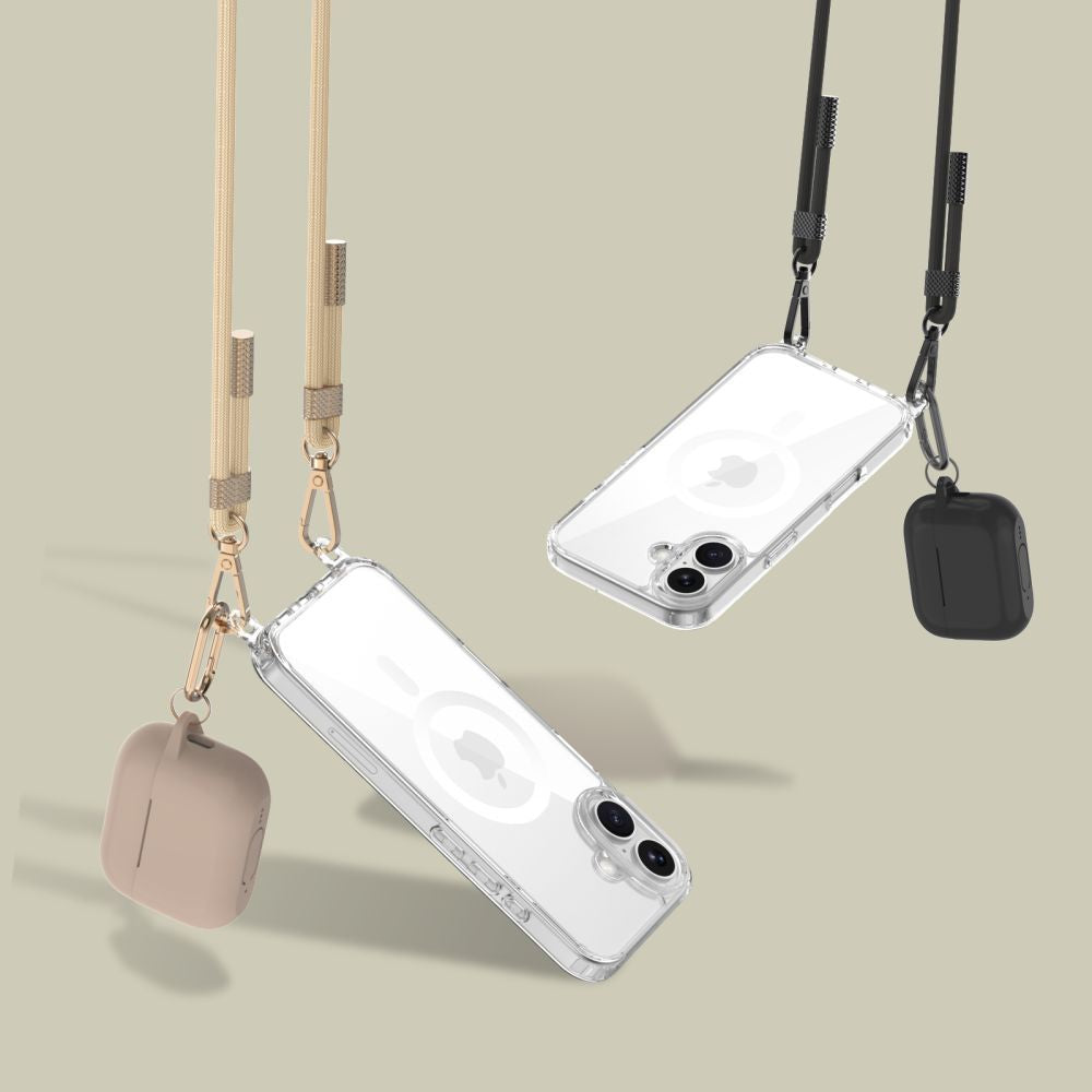 Tech-Protect FlexAir Chain MagSafe dėklas iPhone 16e – juodas/bežinis -- iPhone 16e