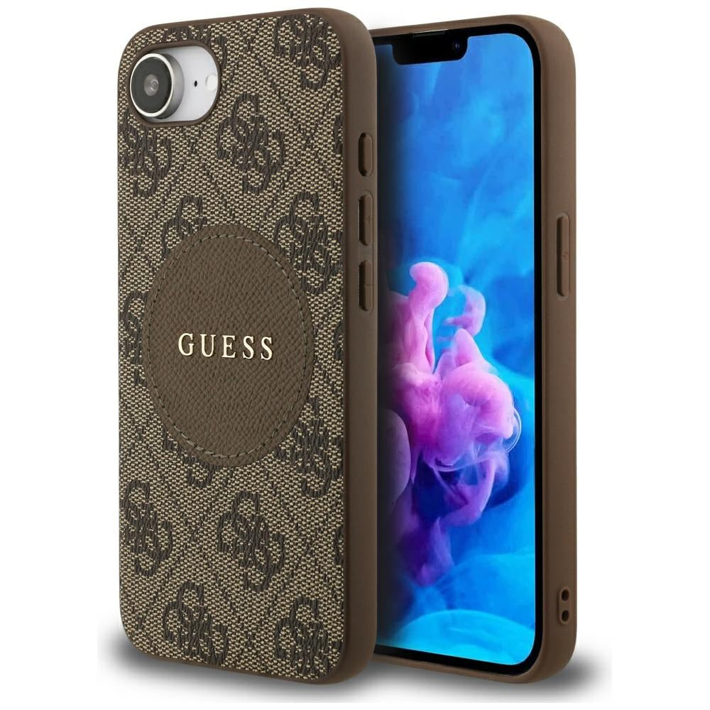 Guess MagSafe dėklas iPhone 16e – rudas
