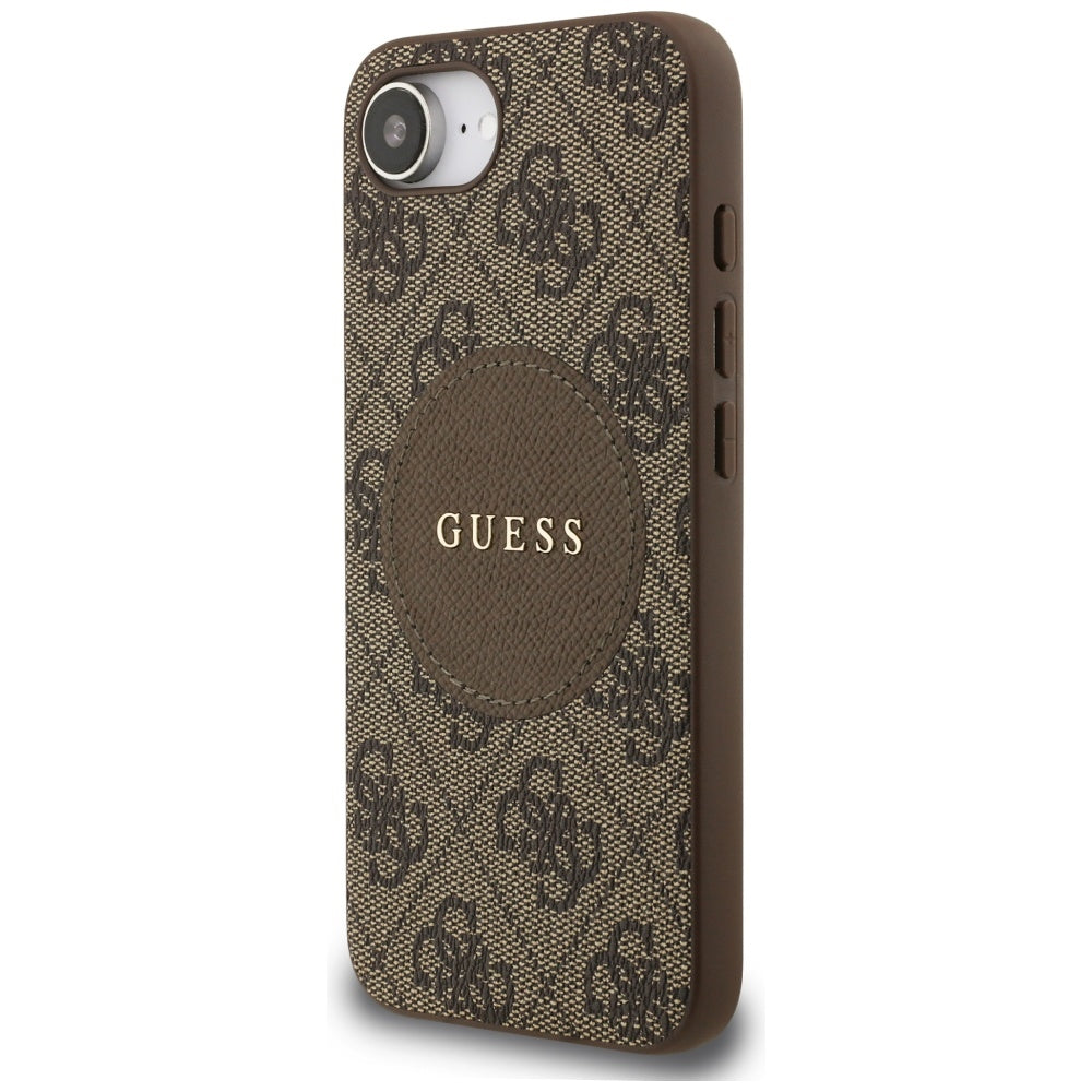 Guess MagSafe dėklas iPhone 16e – rudas