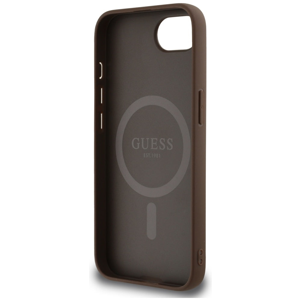 Guess MagSafe dėklas iPhone 16e – rudas