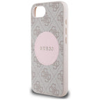 Guess MagSafe dėklas iPhone 16e – rožinis, eko oda