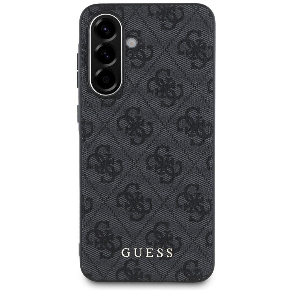 Guess 4G Metal Gold Logo dėklas, skirtas Samsung Galaxy A56 – juodas -- Samsung Galaxy A56 5G