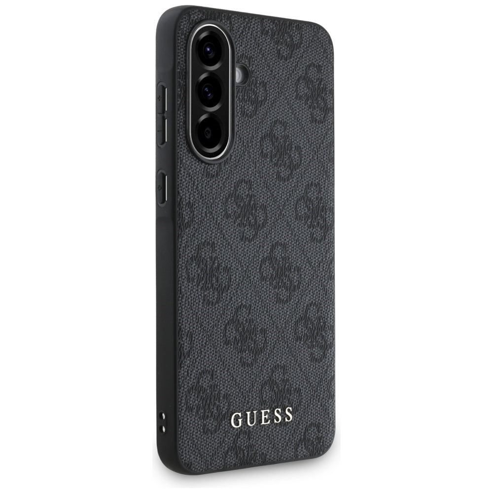 Guess 4G Metal Gold Logo dėklas, skirtas Samsung Galaxy A56 – juodas -- Samsung Galaxy A56 5G