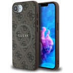 Guess MagSafe dėklas iPhone 16e – rudas, 4G Ring
