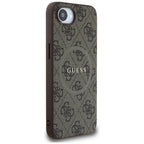 Guess MagSafe dėklas iPhone 16e – rudas, 4G Ring