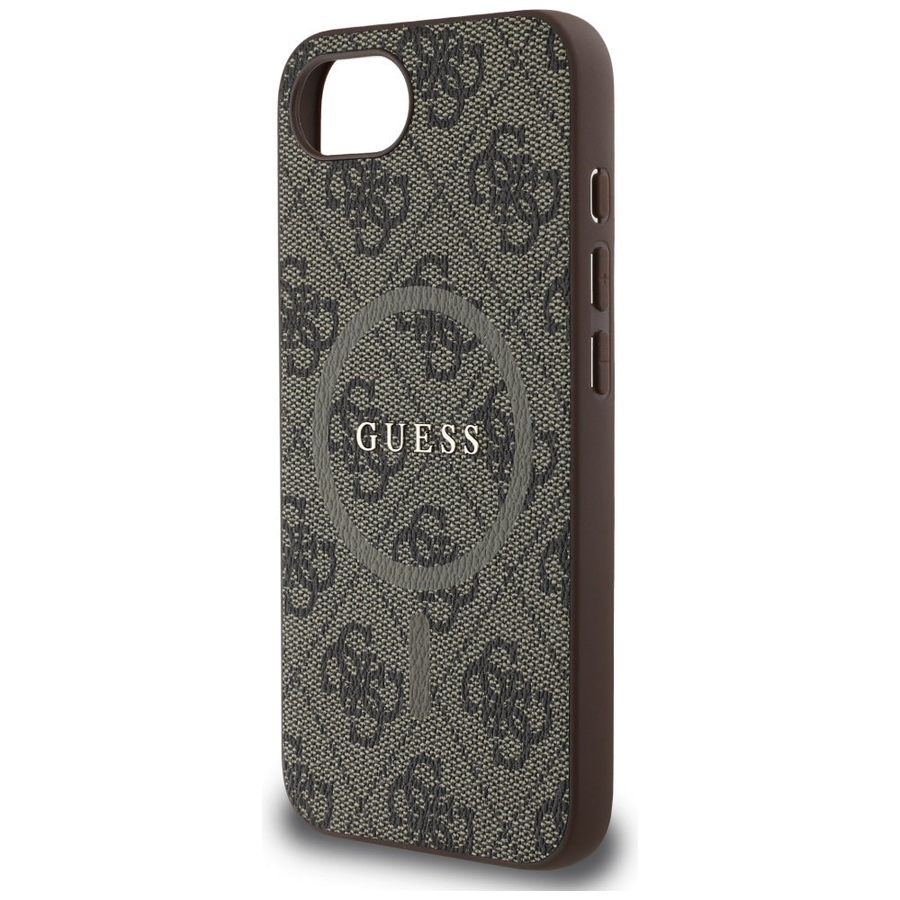 Guess MagSafe dėklas iPhone 16e – rudas, 4G Ring