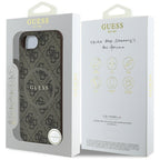 Guess MagSafe dėklas iPhone 16e – rudas, 4G Ring