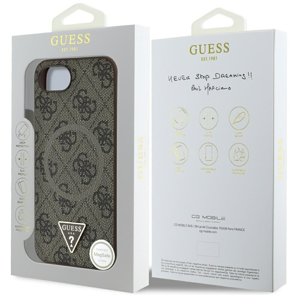 Guess 4G MagSafe dėklas iPhone 16e – rudas -- iPhone 16e