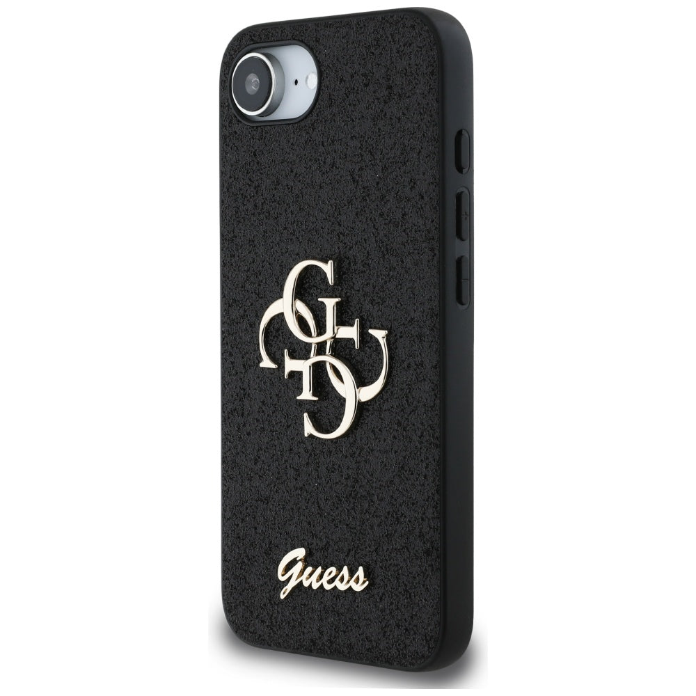 Guess blizgantis 4G dėklas iPhone 16e – juodas