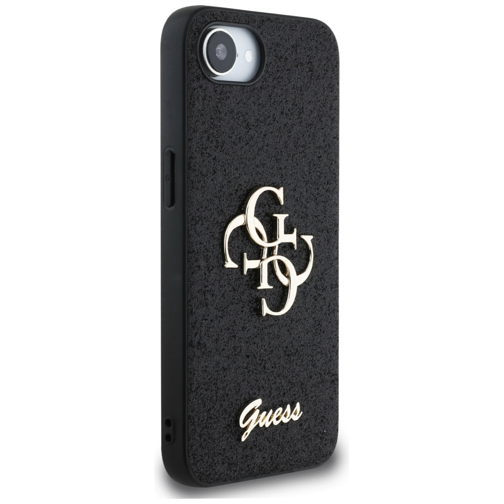 Guess blizgantis 4G dėklas iPhone 16e – juodas