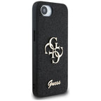 Guess blizgantis 4G dėklas iPhone 16e – juodas