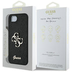 Guess blizgantis 4G dėklas iPhone 16e – juodas