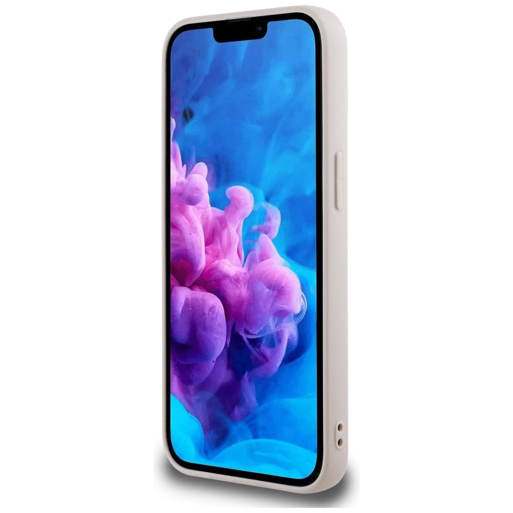 Guess Grained Ring MagSafe dėklas iPhone 16e – rožinis