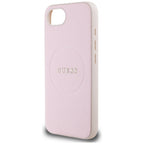 Guess Grained Ring MagSafe dėklas iPhone 16e – rožinis