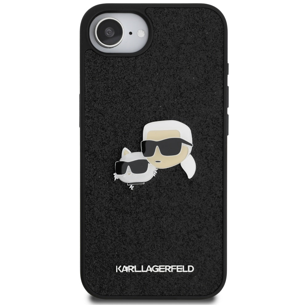 Karl Lagerfeld blizgus dėklas iPhone 16e – juodas