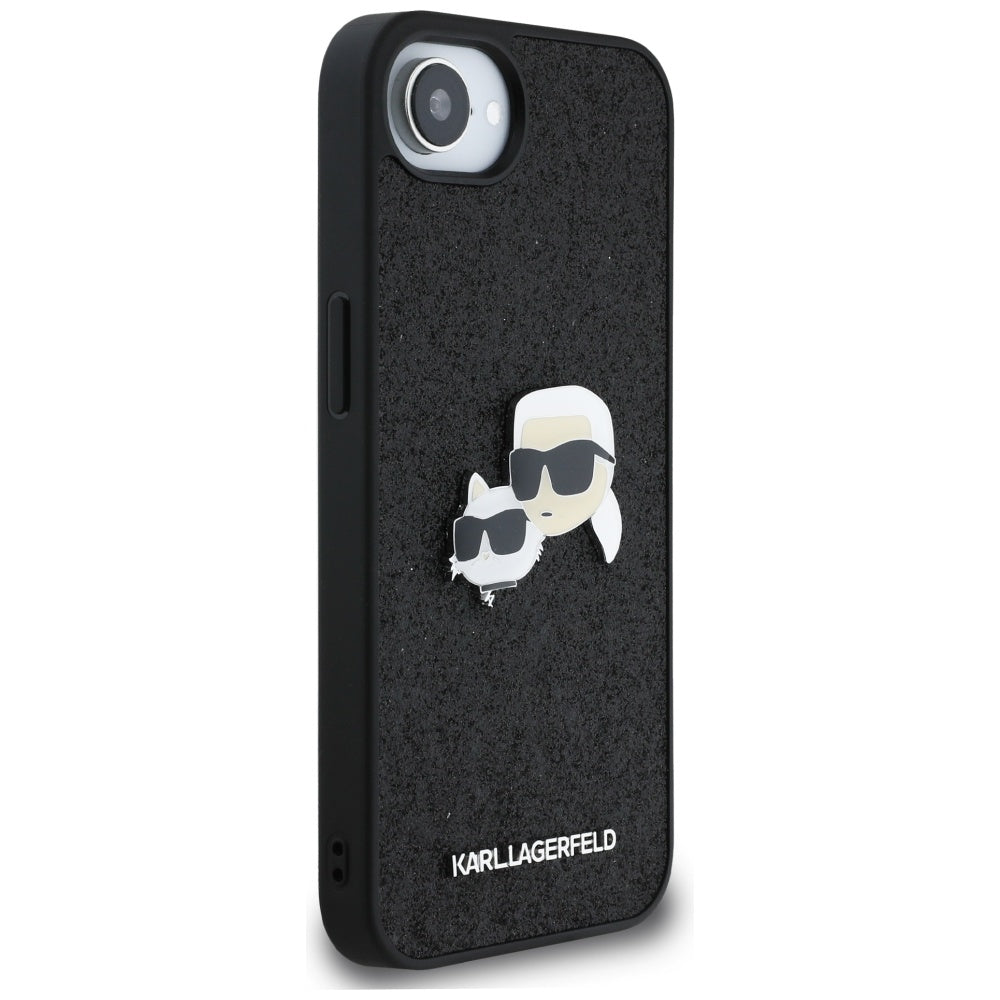 Karl Lagerfeld blizgus dėklas iPhone 16e – juodas