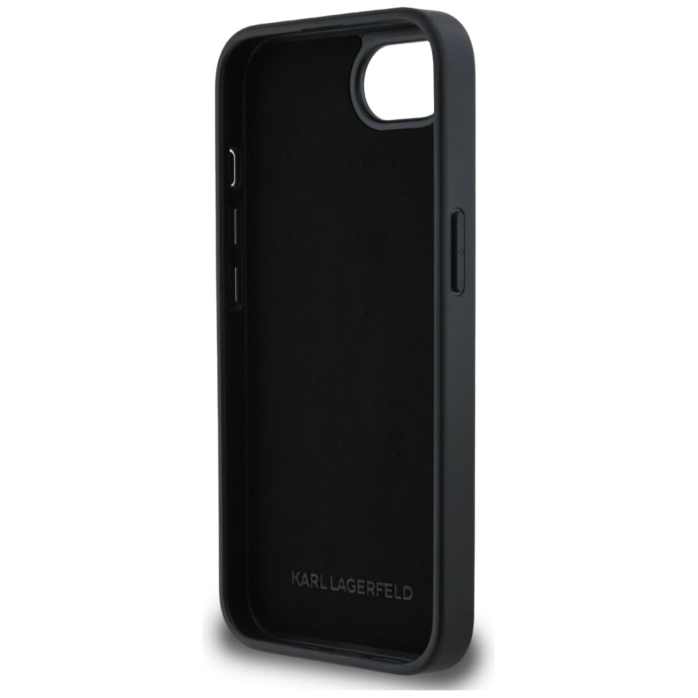 Karl Lagerfeld blizgus dėklas iPhone 16e – juodas