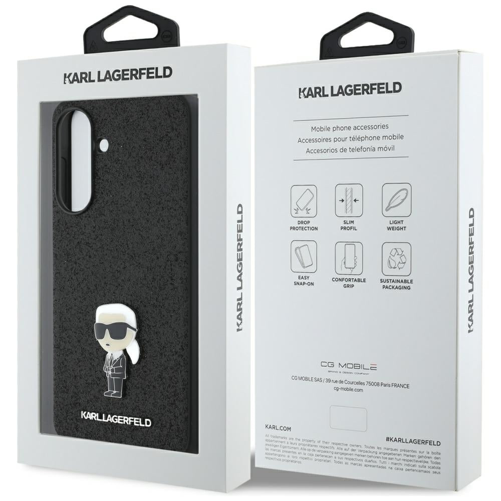 Karl Lagerfeld blizgus dėklas Galaxy A36 – juodas