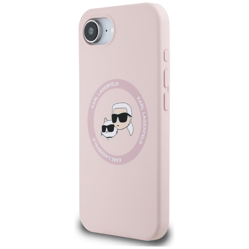 Karl Lagerfeld silikoninis MagSafe dėklas iPhone 16e – rožinis -- iPhone 16e