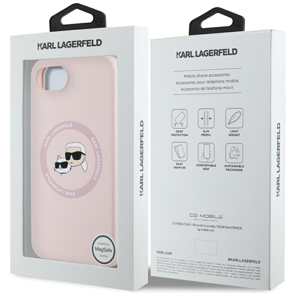 Karl Lagerfeld silikoninis MagSafe dėklas iPhone 16e – rožinis -- iPhone 16e