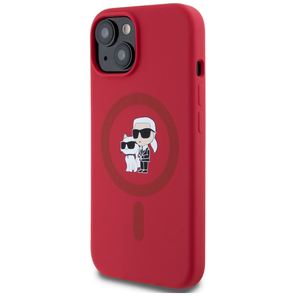 Karl Lagerfeld silikoninis MagSafe dėklas iPhone 15 – raudonas