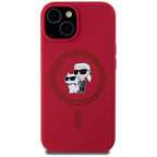 Karl Lagerfeld silikoninis MagSafe dėklas iPhone 15 – raudonas