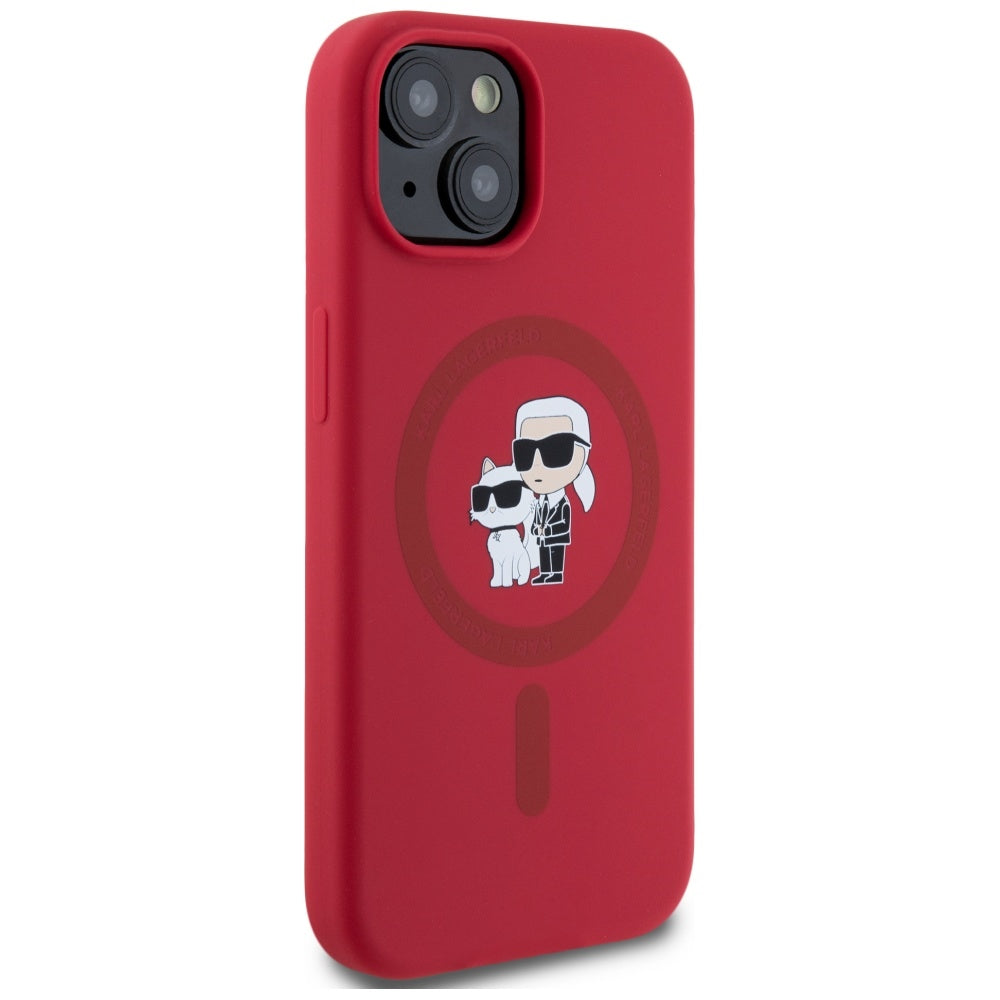 Karl Lagerfeld silikoninis MagSafe dėklas iPhone 15 – raudonas