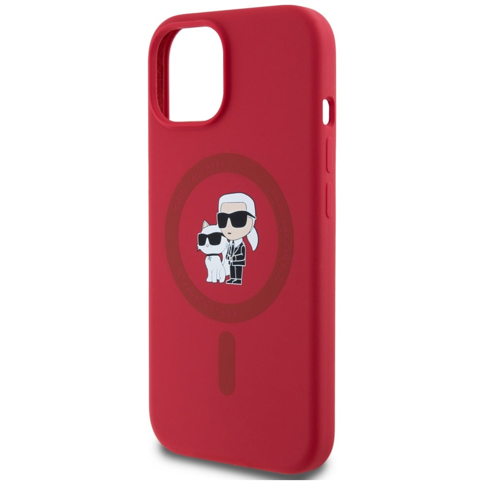 Karl Lagerfeld silikoninis MagSafe dėklas iPhone 15 – raudonas
