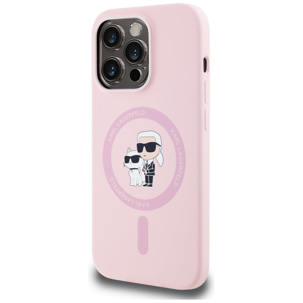 Karl Lagerfeld silikoninis MagSafe dėklas iPhone 14 Pro Max – rožinis