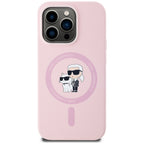 Karl Lagerfeld silikoninis MagSafe dėklas iPhone 14 Pro Max – rožinis