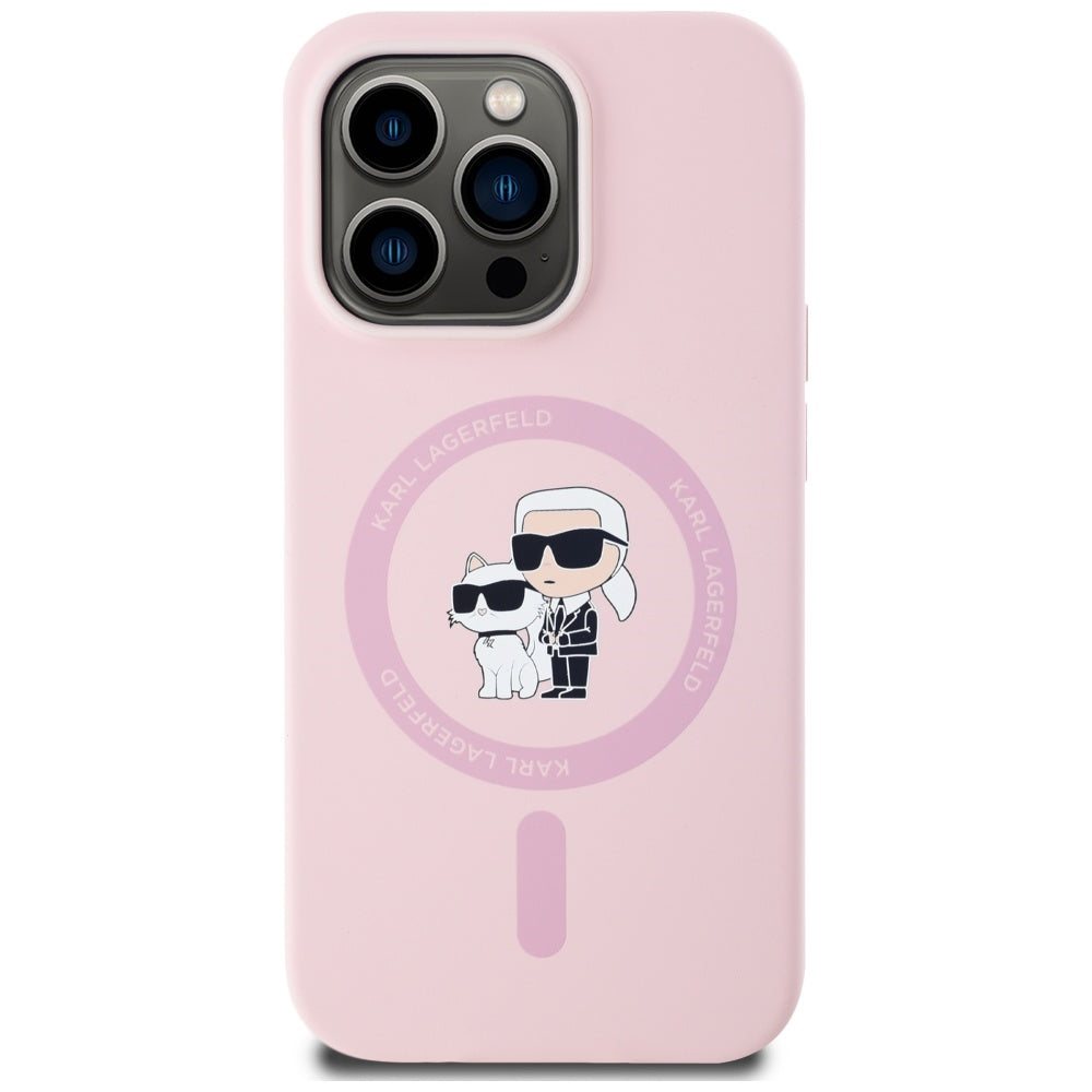 Karl Lagerfeld silikoninis MagSafe dėklas iPhone 14 Pro Max – rožinis