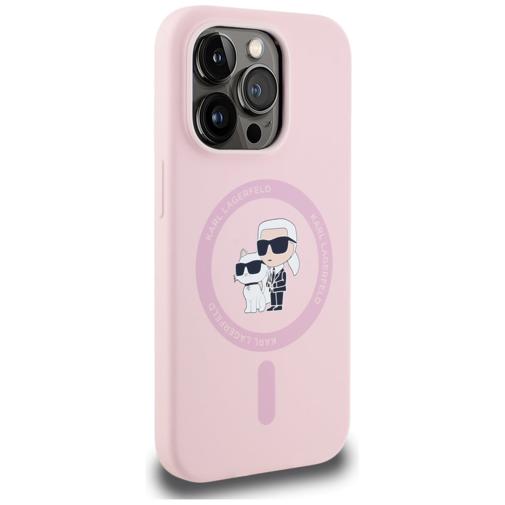 Karl Lagerfeld silikoninis MagSafe dėklas iPhone 14 Pro Max – rožinis