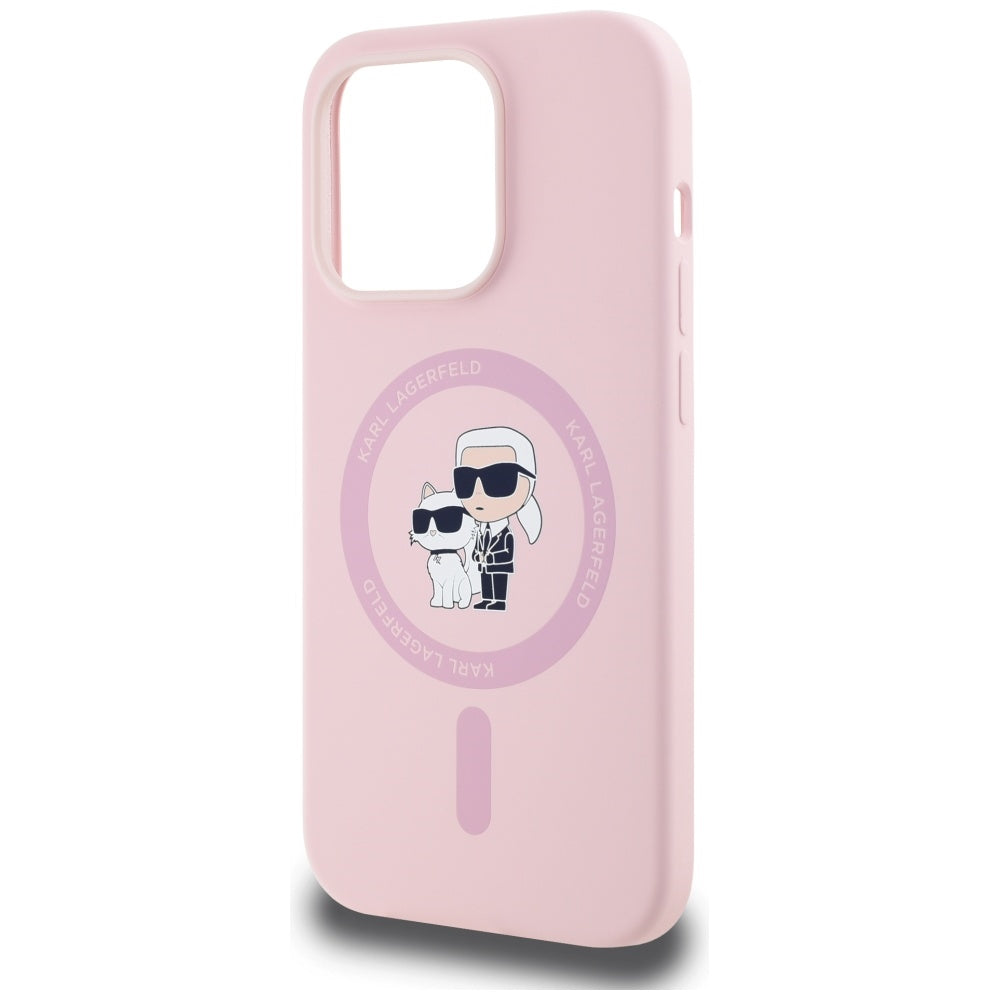 Karl Lagerfeld silikoninis MagSafe dėklas iPhone 14 Pro Max – rožinis