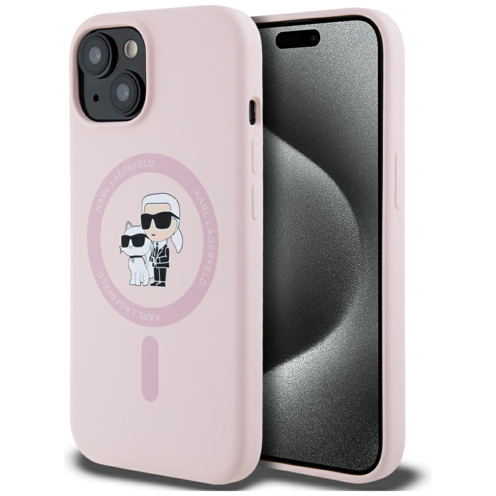 Karl Lagerfeld silikoninis MagSafe dėklas iPhone 15 – rožinis -- iPhone 15