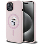 Karl Lagerfeld silikoninis MagSafe dėklas iPhone 15 – rožinis -- iPhone 15