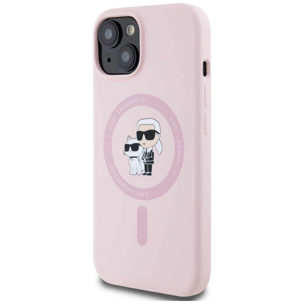 Karl Lagerfeld silikoninis MagSafe dėklas iPhone 15 – rožinis -- iPhone 15