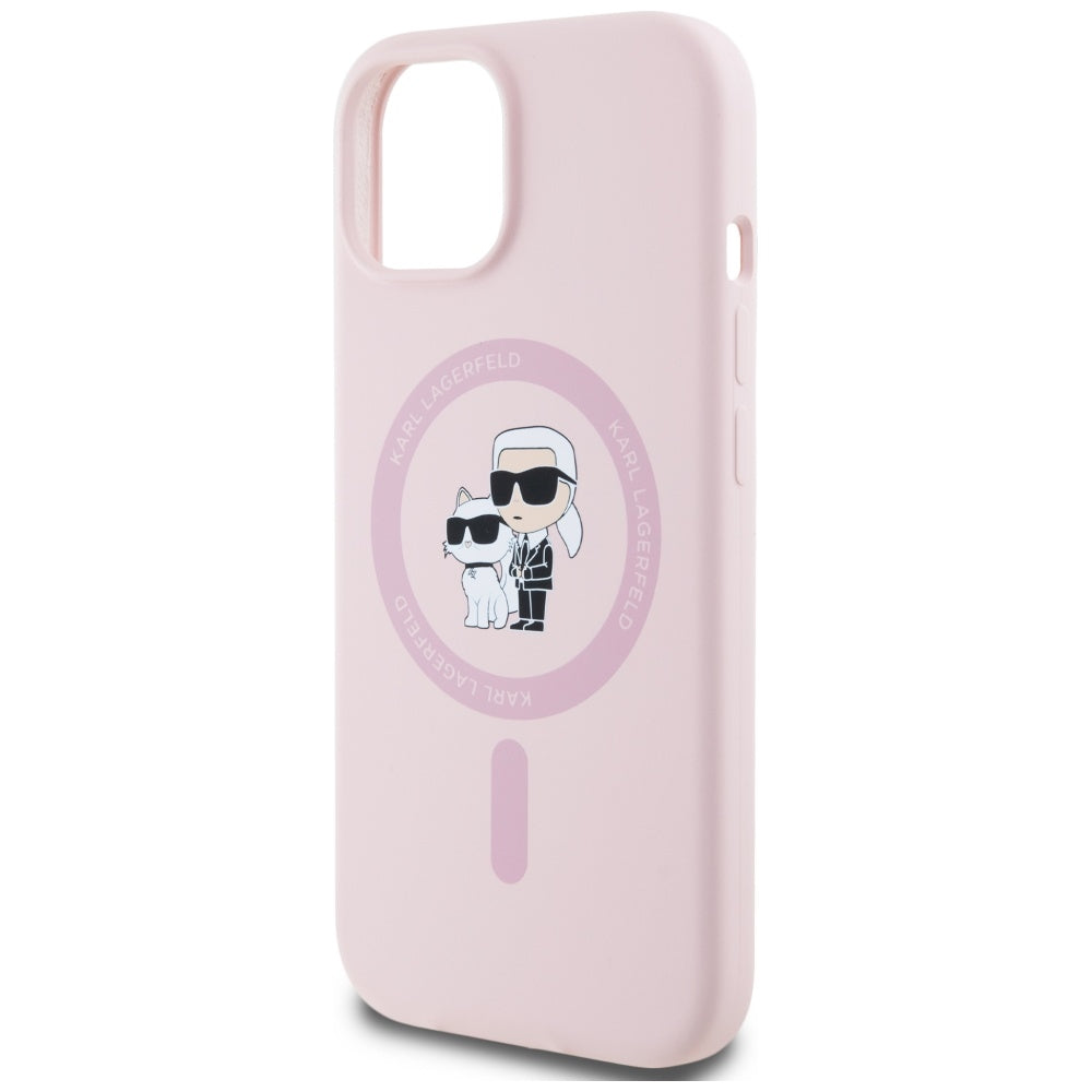 Karl Lagerfeld silikoninis MagSafe dėklas iPhone 15 – rožinis -- iPhone 15