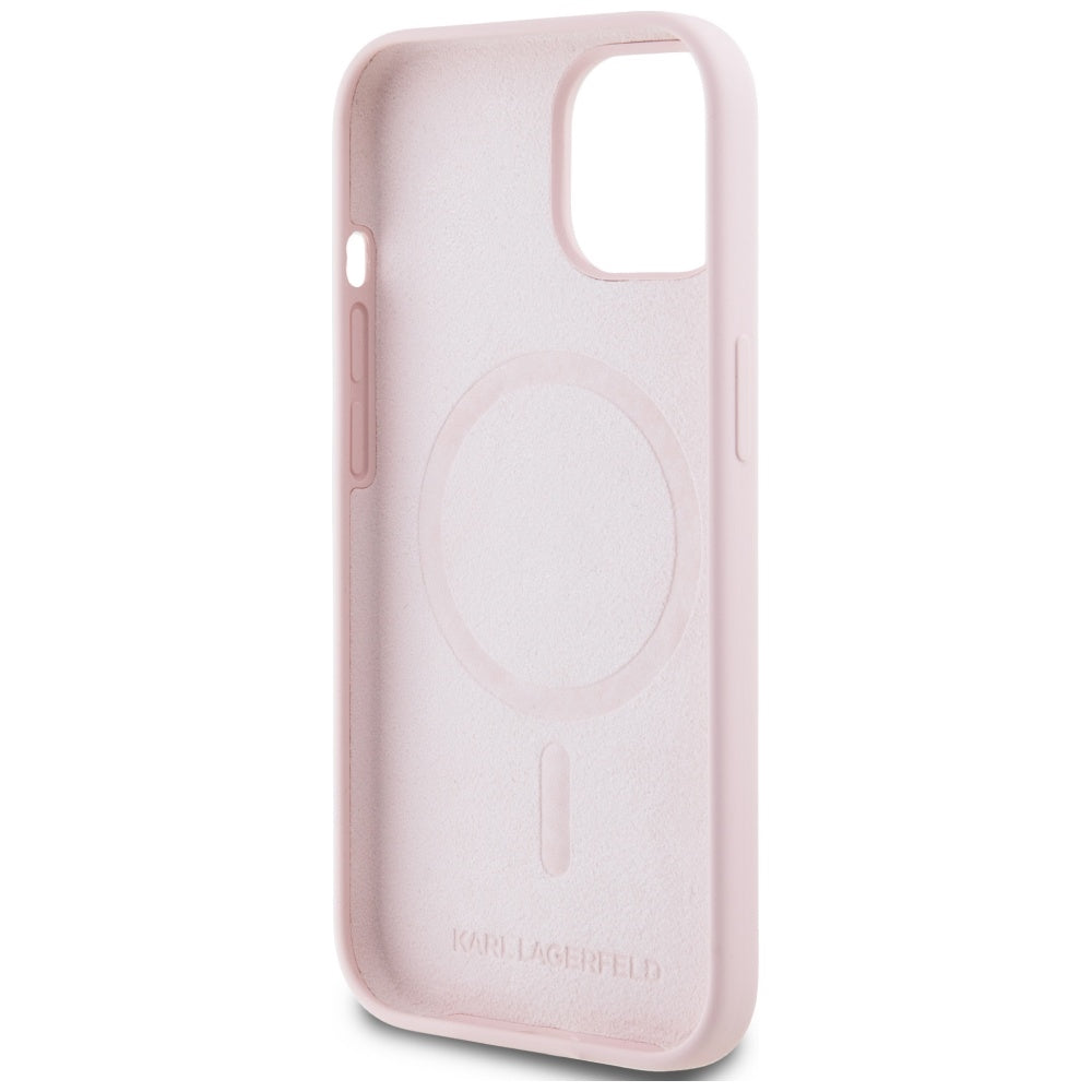 Karl Lagerfeld silikoninis MagSafe dėklas iPhone 15 – rožinis -- iPhone 15
