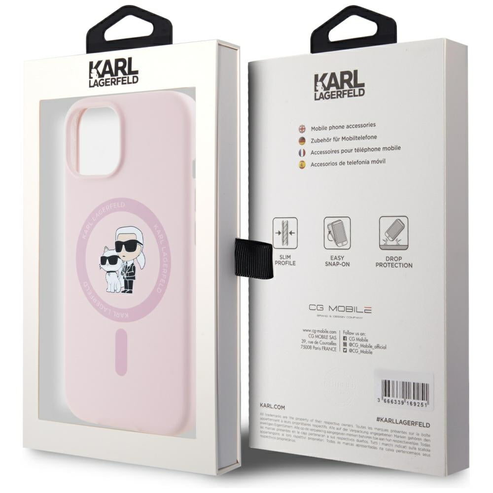 Karl Lagerfeld silikoninis MagSafe dėklas iPhone 15 – rožinis -- iPhone 15