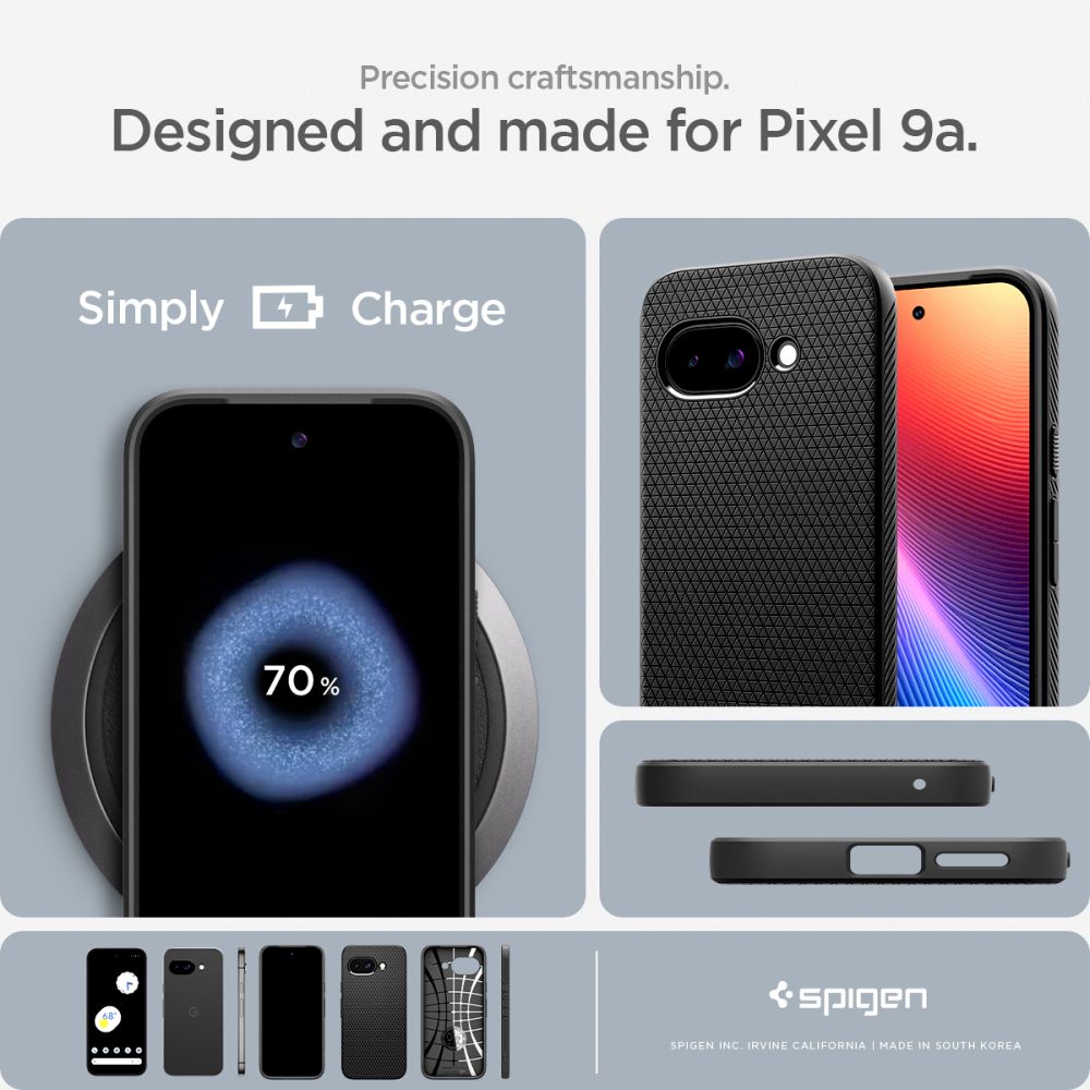 Spigen Liquid Air dėklas Google Pixel 9A – matinis juodas