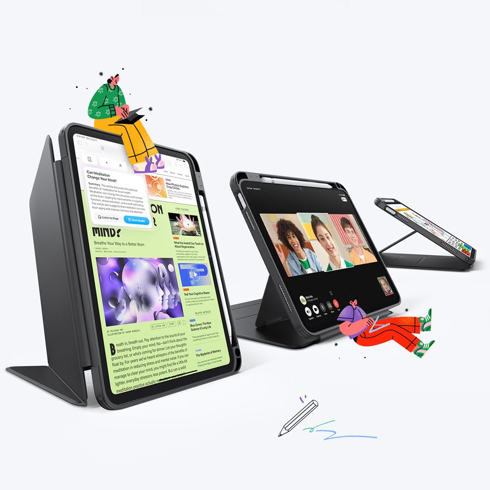 ESR Apverčiamas hibridinis dėklas, skirtas iPad 10.9" 2022 (10th gen.) / 11" 2025 (11th gen.) – juodas