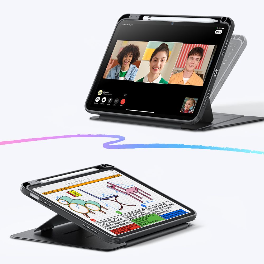ESR Apverčiamas hibridinis dėklas, skirtas iPad 10.9" 2022 (10th gen.) / 11" 2025 (11th gen.) – juodas