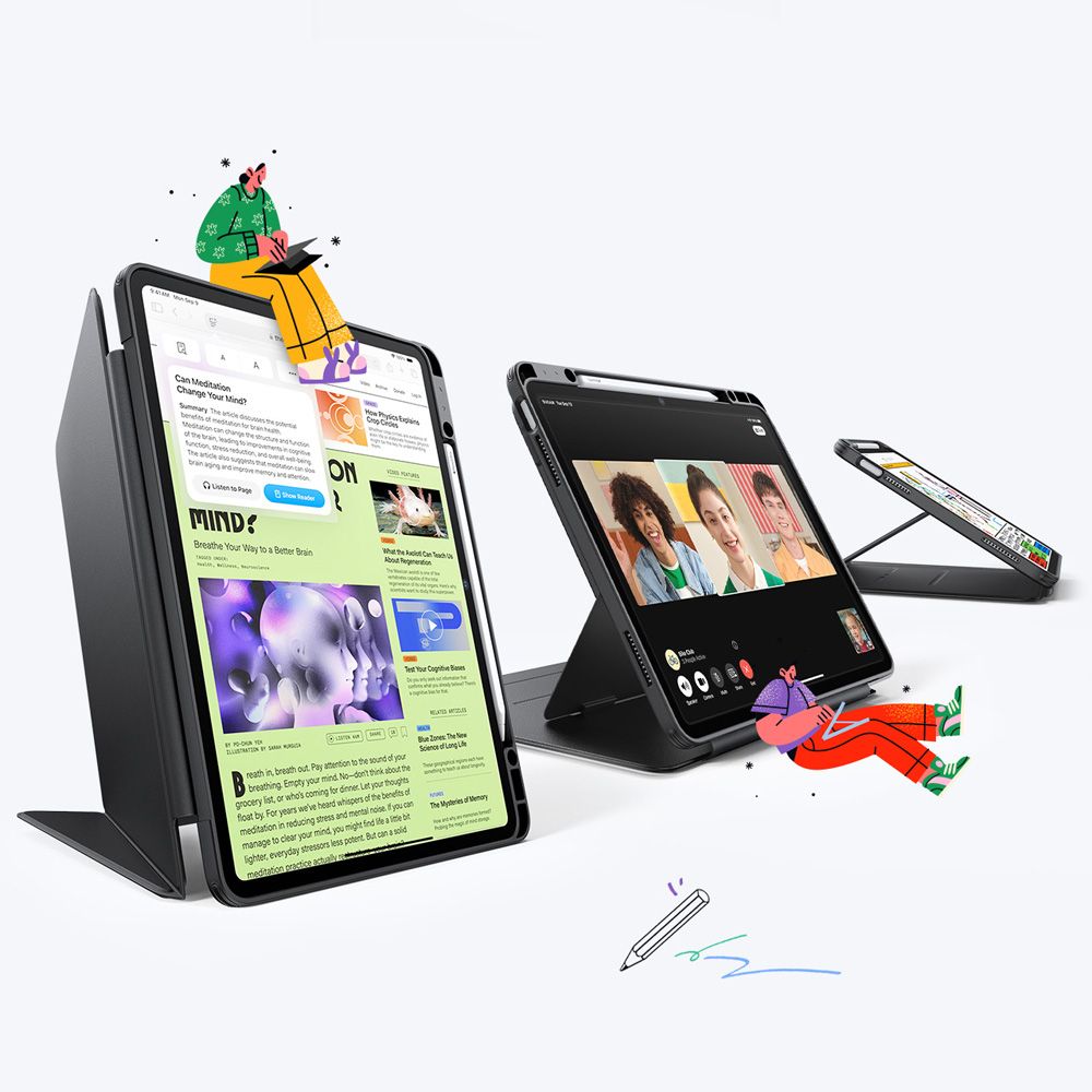 ESR Apverčiamas hibridinis dėklas, skirtas iPad Air 13" (2024/2025/2026) – juodas -- iPad Air 13