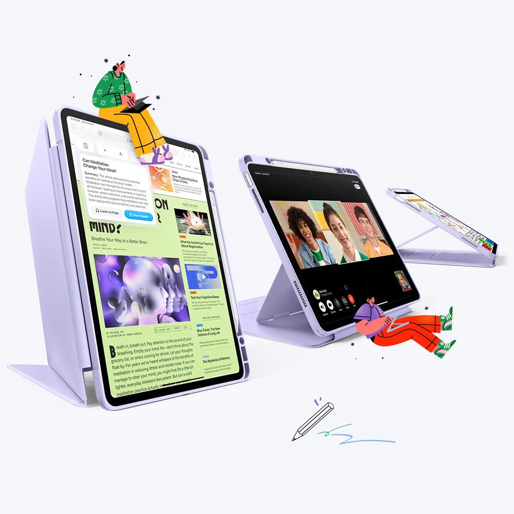 ESR Apverčiamas hibridinis dėklas, skirtas iPad Air 13" (2024/2025/2026) – violetinė -- iPad Air 13