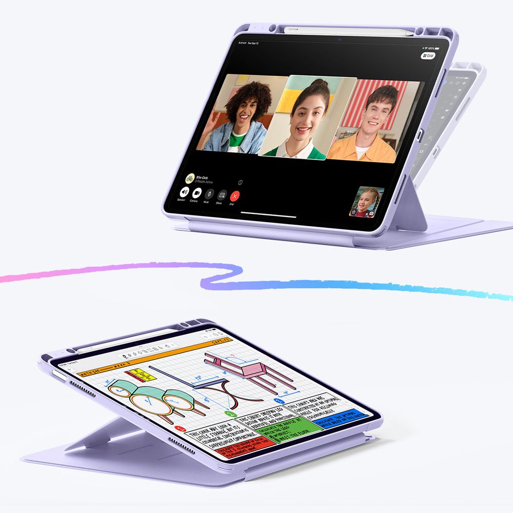 ESR Apverčiamas hibridinis dėklas, skirtas iPad Air 13" (2024/2025/2026) – violetinė -- iPad Air 13